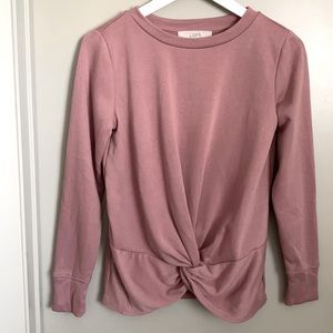 Loft sweatshirt with cute front twist. Dusty rose color Size XS